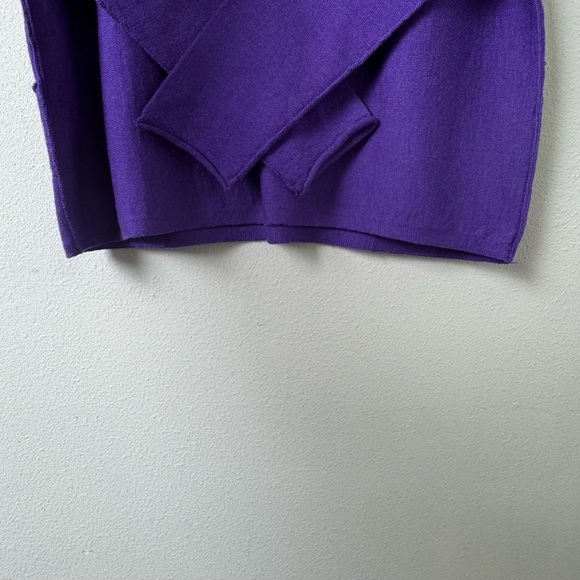NWOT EILEEN FISHER Purple 100% Merino Wool Boat Neck Box Sweater Pockets Size MP - Picture 9 of 12